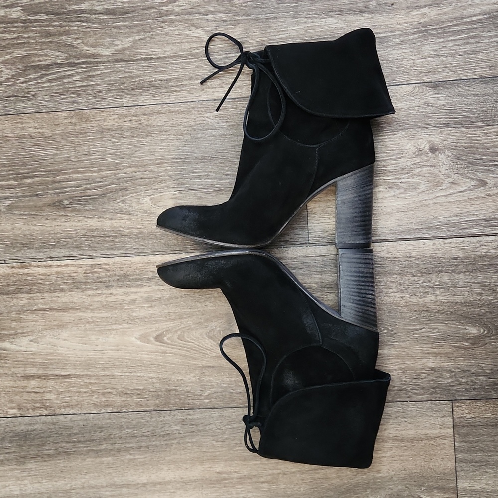 Free People Mila Women's Ankle Boots Heels Black Suede Fold Over EU 36 US 6 - Picture 9 of 12